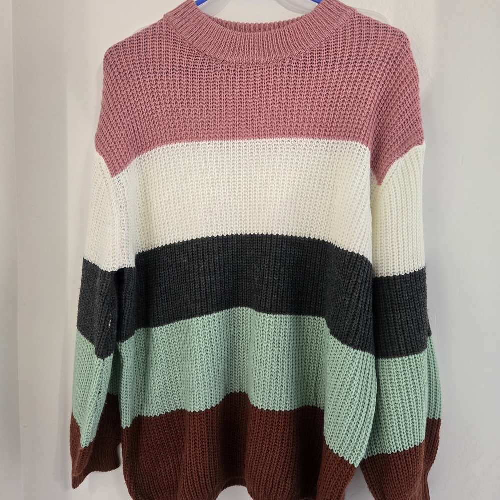 Debut Multicolor Striped Women's Sweater, Oversized